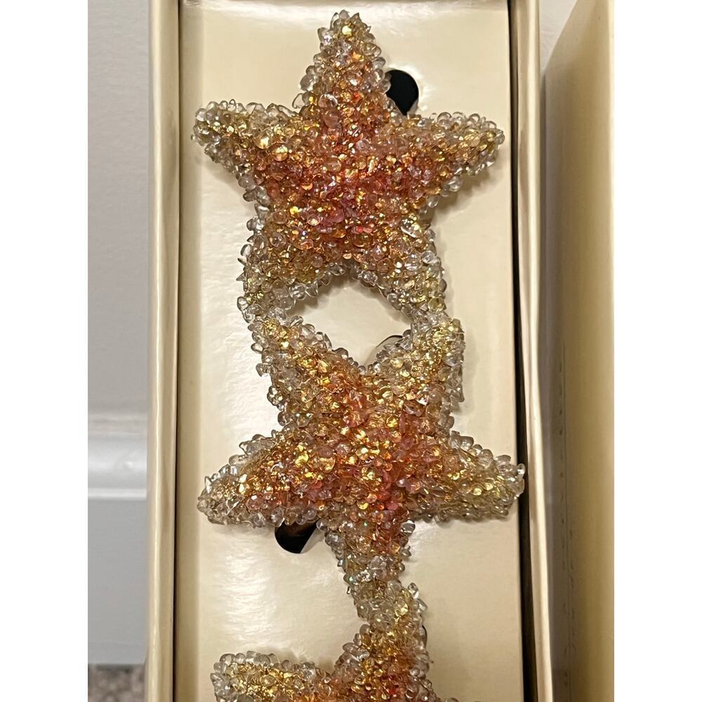 Pier 1 Imports Star Glass Beaded Napkin Rings 8 pcs Set with Box - Picture 2 of 5